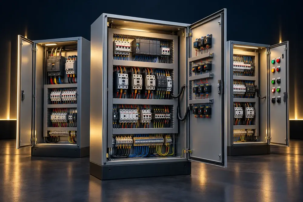 Industrial control panels and organized electrical cabinets